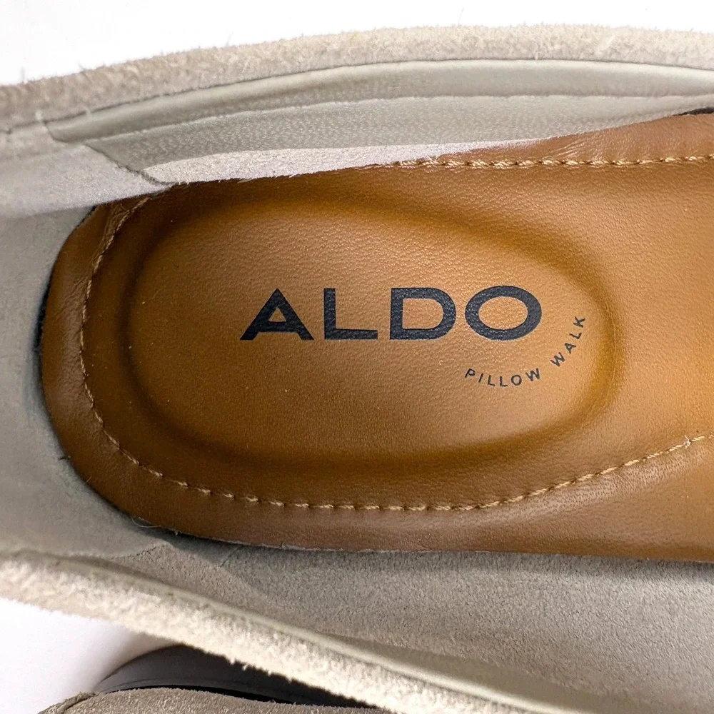Aldo Traveller Bit Loafers Mens Sz 10.5 Light Grey Suede Dress Casual Minimalist